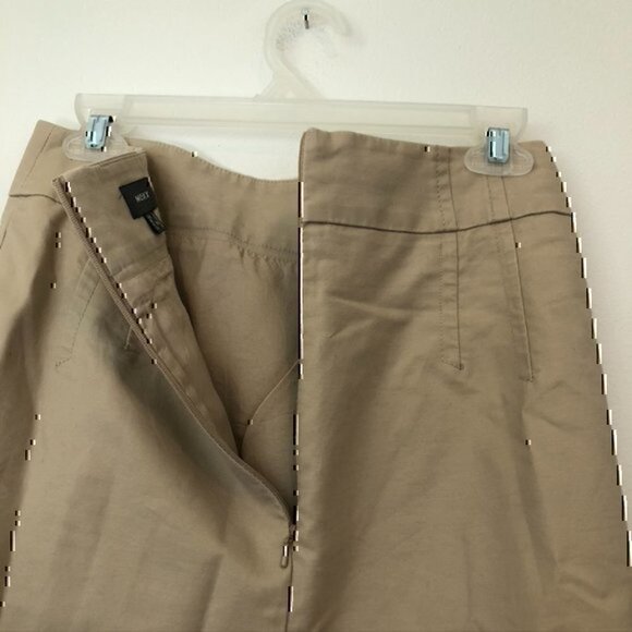 MEXX Solid Tan Beige Straight Pencil Work Cotton Knee Length Skirt UK 10 / US 6 - Picture 8 of 11